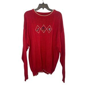 Bolle Golf Pullover Sweater Mens Size XL Embroidery Crew Neck Red Long Sleeve